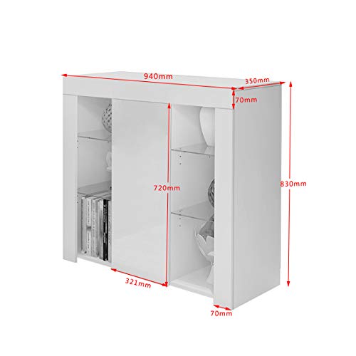 Panana LED High Gloss Sideboard Storage Cabinet