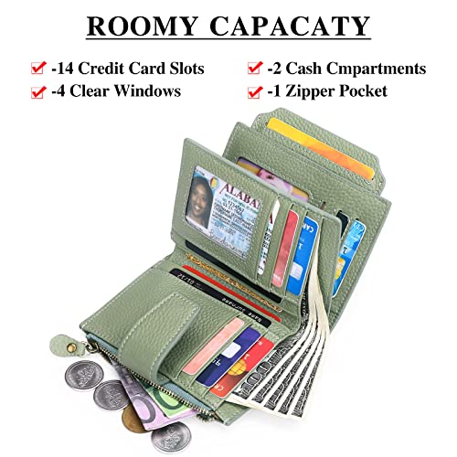 SENDEFN RFID Blocking Compact Leather Wallet Purse