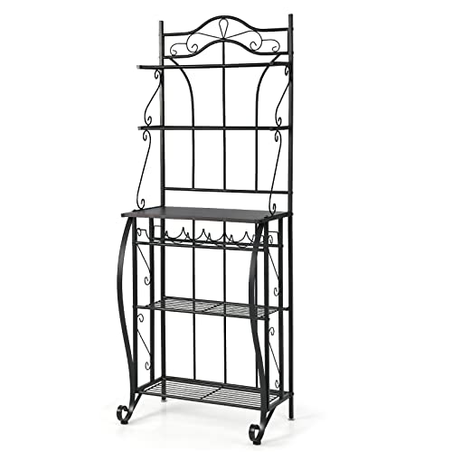 5-Tier Metal Baker's Rack with Wine Storage