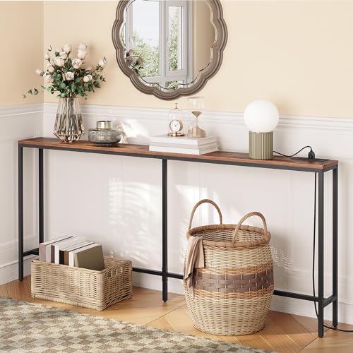 MAHANCRIS Industrial Console Table with USB Ports
