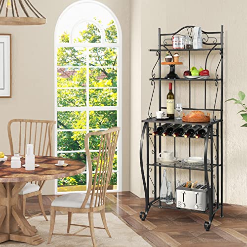 5-Tier Metal Baker's Rack with Wine Storage