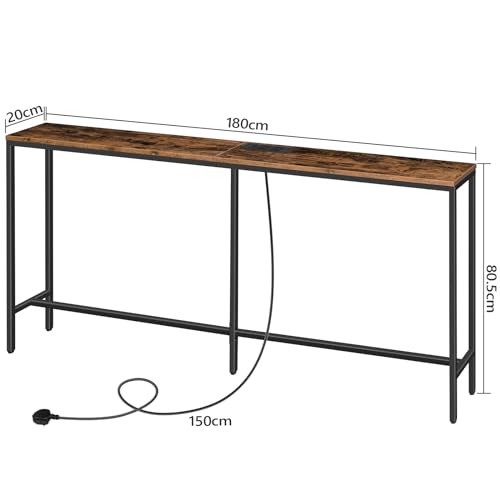 MAHANCRIS Industrial Console Table with USB Ports