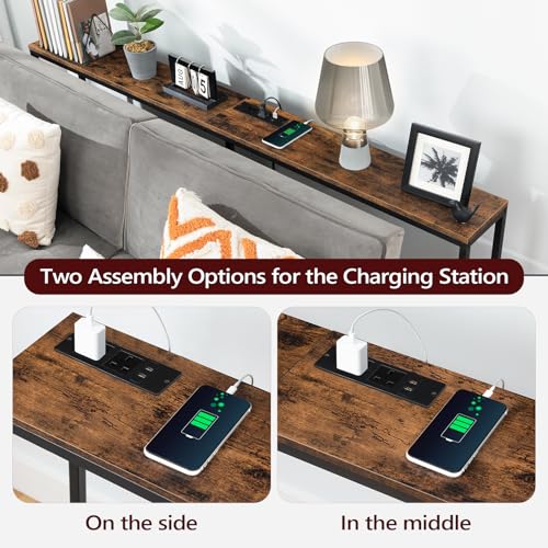 MAHANCRIS Industrial Console Table with USB Ports