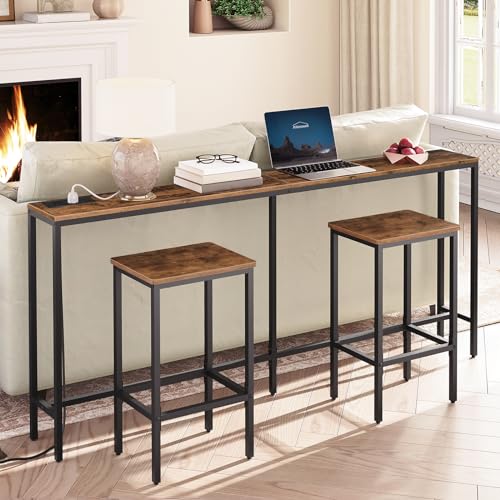 MAHANCRIS Industrial Console Table with USB Ports