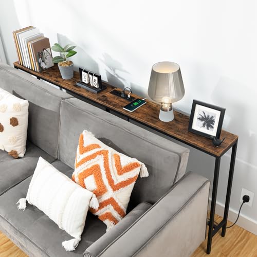 MAHANCRIS Industrial Console Table with USB Ports