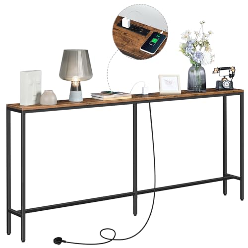 MAHANCRIS Industrial Console Table with USB Ports