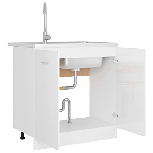 vidaXL Modern White Sink Bottom Cabinet - 80x46x81.5 cm