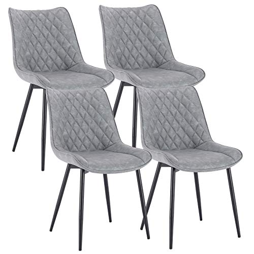 Stylish Set of 4 Grey Leatherette Dining Chairs