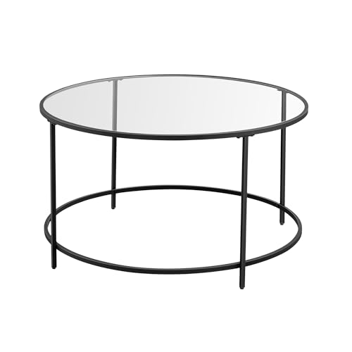 Modern Black Round Glass Coffee Table