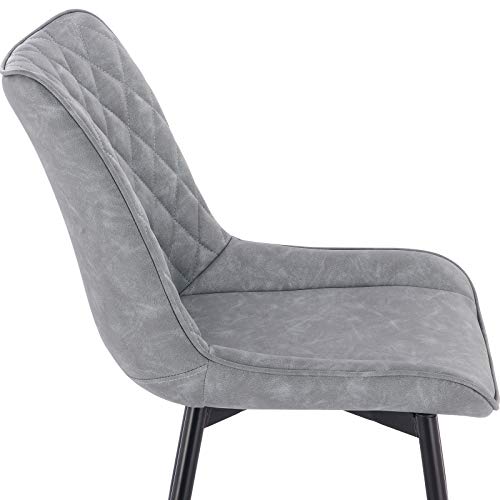 Stylish Set of 4 Grey Leatherette Dining Chairs