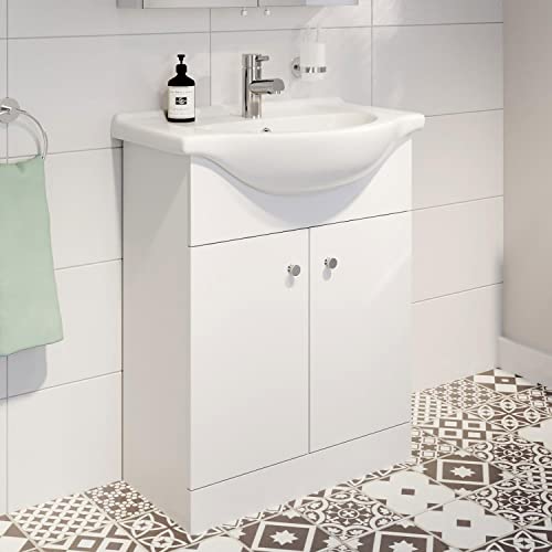 Matte White Floor Standing Bathroom Sink Vanity