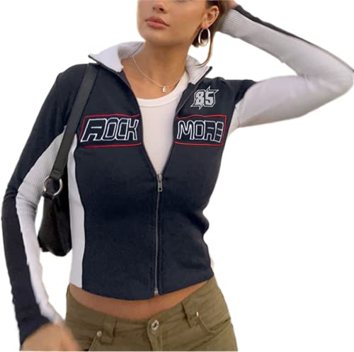 Vintage Y2K Zip Up Jacket for Women