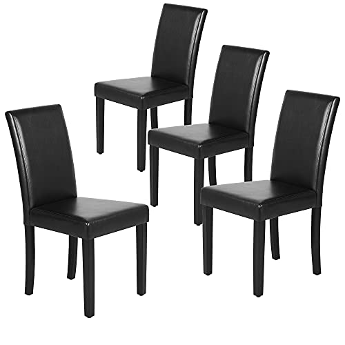Yaheetech Set of 4 Black Faux Leather Dining Chairs
