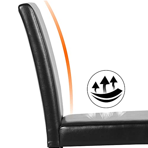 Yaheetech Set of 4 Black Faux Leather Dining Chairs