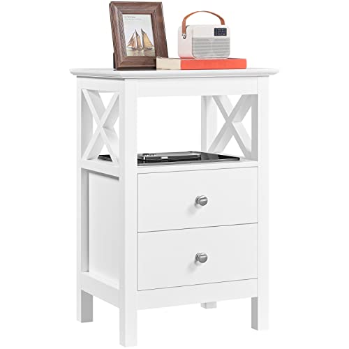 Yaheetech White Wooden Nightstand with Drawers