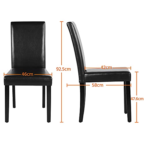 Yaheetech Set of 4 Black Faux Leather Dining Chairs