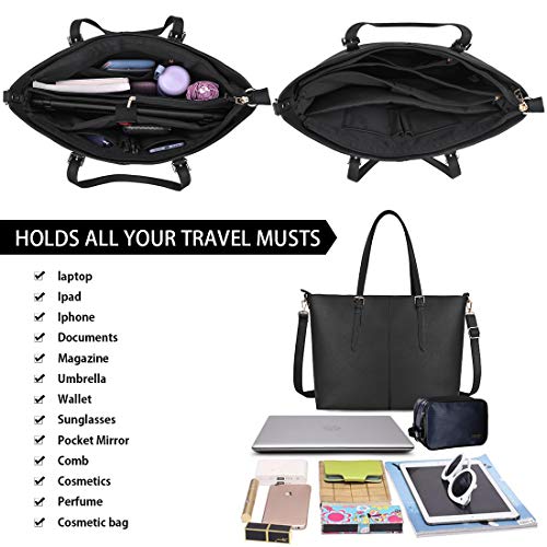 NUBILY Women's 15.6" Laptop Tote Bag - Black