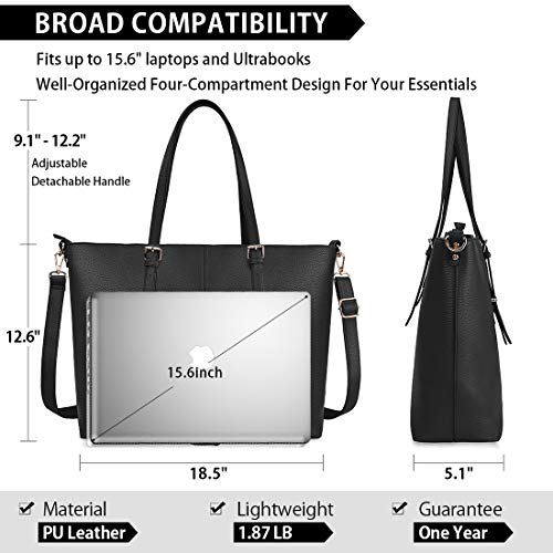 NUBILY Women's 15.6" Laptop Tote Bag - Black