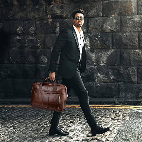 Men's Leather Laptop Bag - 15.6 Inch Briefcase