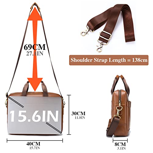 Men's Leather Laptop Bag - 15.6 Inch Briefcase