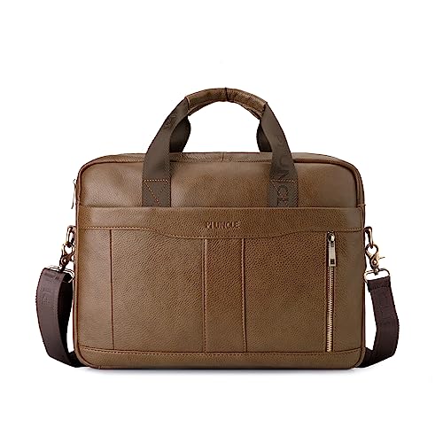 Men's Leather Laptop Bag - 15.6 Inch Briefcase