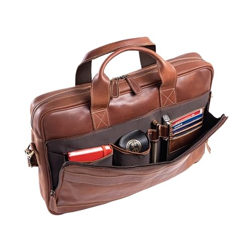 18-Inch Leather Laptop Briefcase for Men & Women