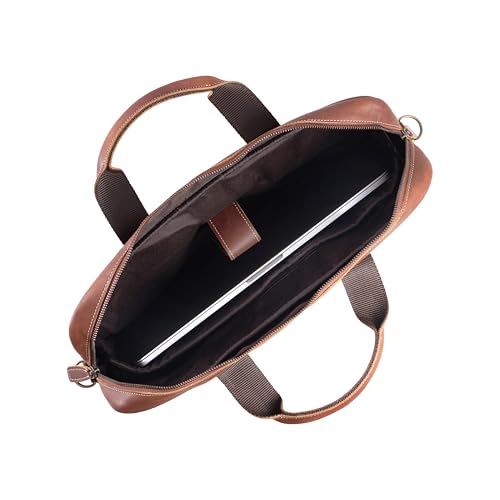 18-Inch Leather Laptop Briefcase for Men & Women