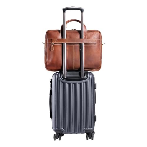 18-Inch Leather Laptop Briefcase for Men & Women