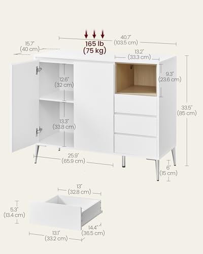 Modern Cloud White Sideboard with Adjustable Shelf