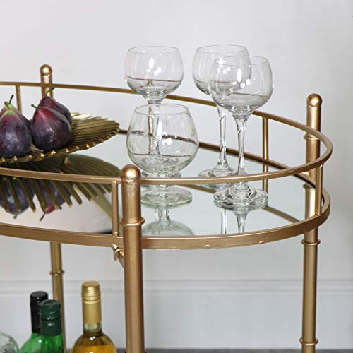Elegant Gold Mirrored Oval Drinks Trolley