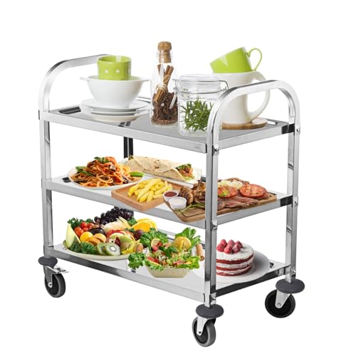 3 Tier Stainless Steel Catering Trolley with Wheels