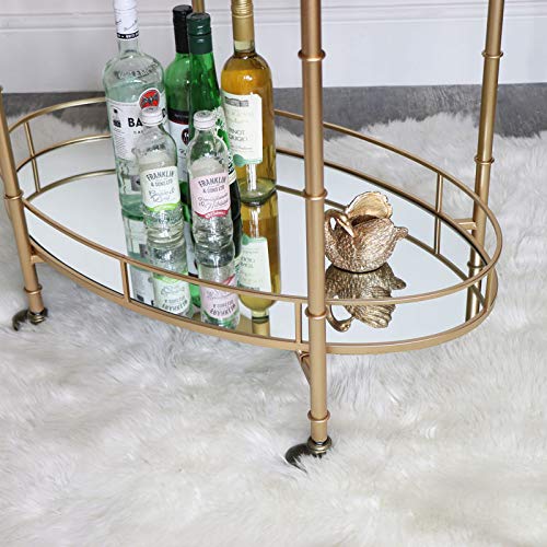 Elegant Gold Mirrored Oval Drinks Trolley