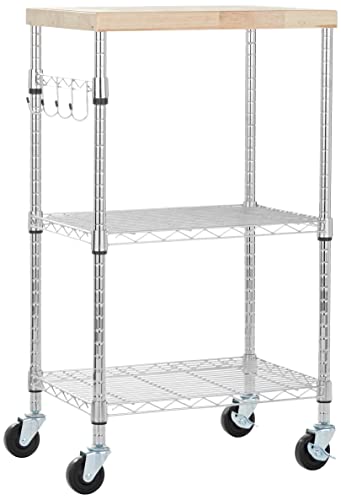 3-Tier Microwave Cart with Removable Wood Top