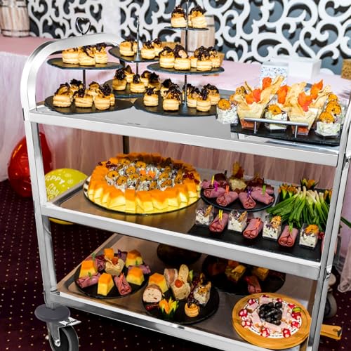 3 Tier Stainless Steel Catering Trolley with Wheels