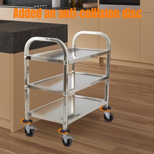 3 Tier Stainless Steel Catering Trolley with Wheels