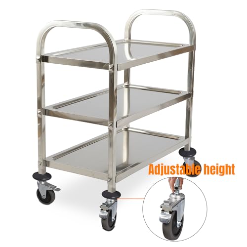 3 Tier Stainless Steel Catering Trolley with Wheels
