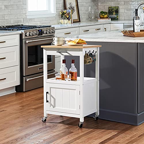 Yaheetech Rolling Kitchen Storage Cart with Cabinet