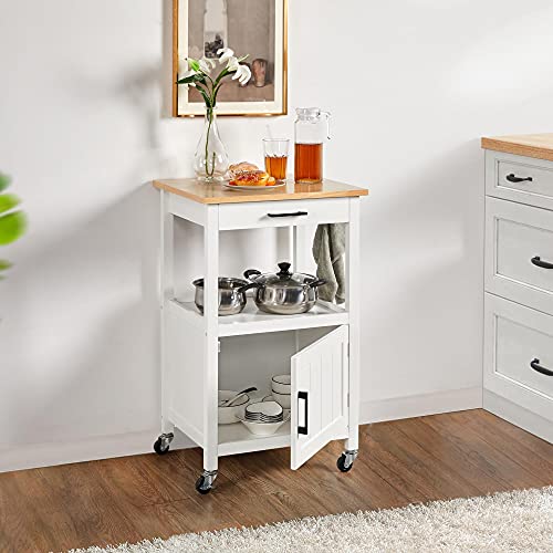 Yaheetech Rolling Kitchen Storage Cart with Cabinet