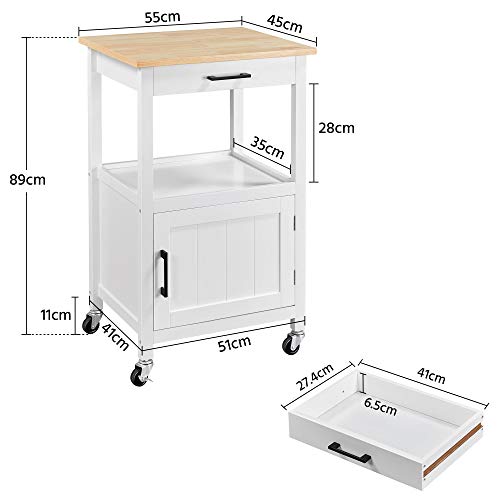 Yaheetech Rolling Kitchen Storage Cart with Cabinet