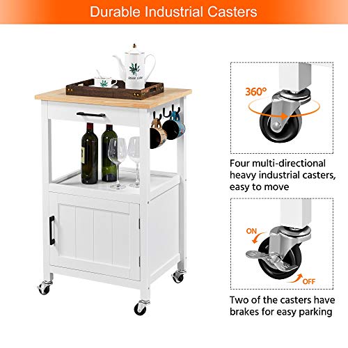 Yaheetech Rolling Kitchen Storage Cart with Cabinet
