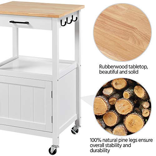 Yaheetech Rolling Kitchen Storage Cart with Cabinet