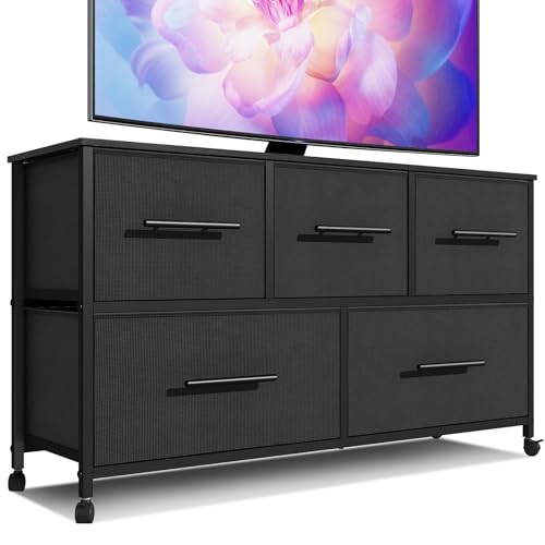 WARM&LOVE Black 5-Drawer Chest of Drawers