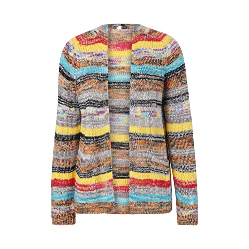 FeMereina Women’s Rainbow Striped Knit Cardigan