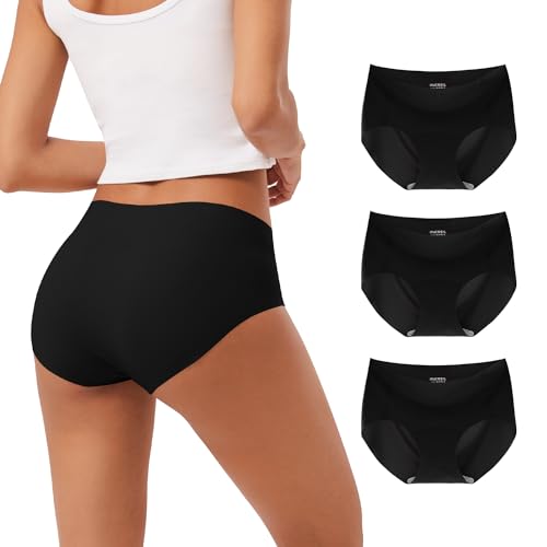 INNERSY Women's Seamless Black Microfibre Knickers - 3 Pack
