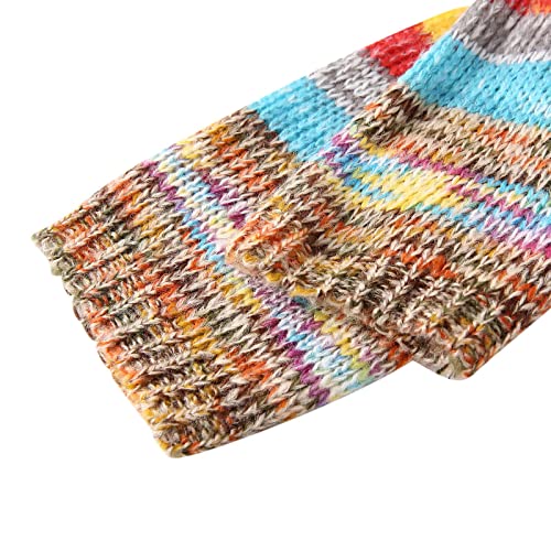 FeMereina Women’s Rainbow Striped Knit Cardigan