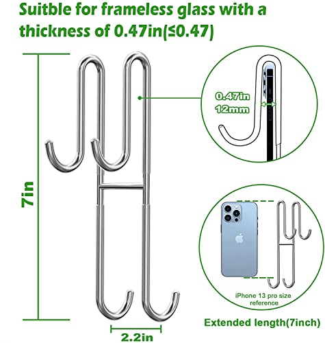 Vibbang 2-Pack Stainless Steel Shower Door Hooks