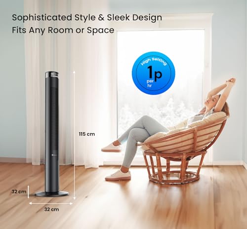 PureMate 46-Inch Oscillating Tower Fan with Remote