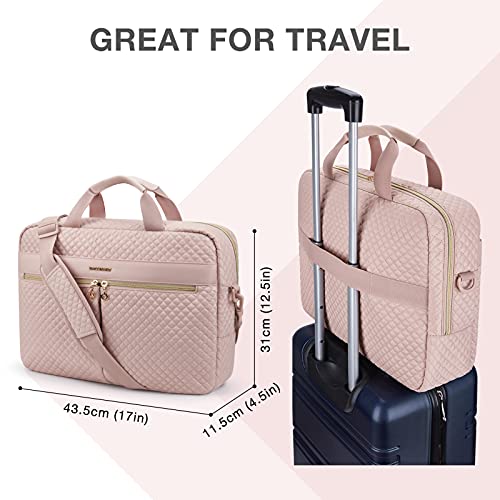 Bagsmart 17.3" Laptop Briefcase for Women - Pink