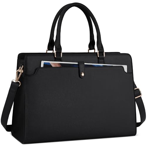 NUBILY Women's Leather Laptop Tote Bag, 15.6 Inch