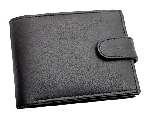 Men's RFID Blocking Leather Trifold Wallet - Black